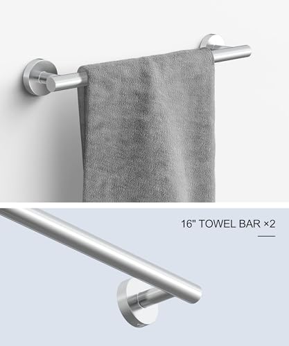 12 Pcs Chrome Bathroom Accessories Set, HOMEMYSTIQUE SUS304 Stainless Steel Bathroom Hardware Set, Bath Towel Bar Set, Toilet Paper Holders, Towel Rings Racks, Robe Towel Hooks - color: Chrome, size: 12 Pieces