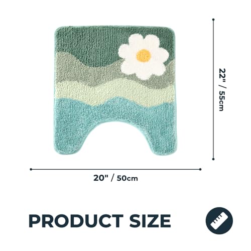 Cute Toilet Rug U Shaped, Microfiber Bathroom Toilet Rugs Non Slip Bath Mat Toliet Rug Machine Washable Absorbent Bathroom Rugs 20 x 22 Inches, Flower - color: Flower