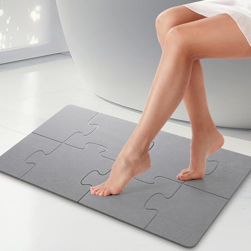 Stone Bath Mats for Bathroom - Foldable Quick Drying Bath Mat(Light Gray B) | Diatomaceous Earth Bath Mat,, Super Absorbent Stone Shower Mat,Easy to Clean No Smell, Fast Drying for Bathroom and Kitchen - color: Light Gray B, size: 19.7 x 31.5 inches (Rect