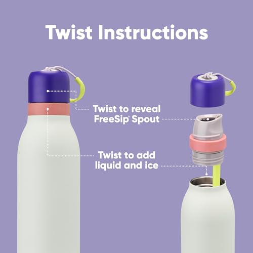 Owala FreeSip Twist Insulated Stainless Steel Water Bottle with Straw for Sports and Travel, BPA-Free, 18-oz, Purple/Mint (Minty Horizon) - color: Minty Horizon, size: 18 Ounces