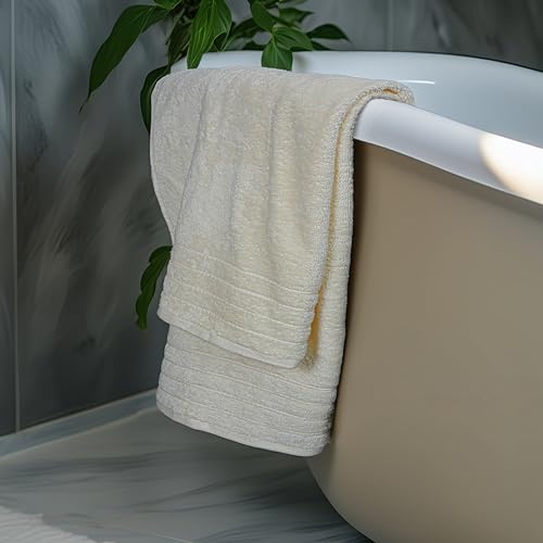Tens Towels Pack of 4 Extra Large Bath Towels 30 x 60 Inches, 100% Cotton, Larger & Lighter Weight, Quicker to Dry, Super Soft and Absorbent, Perfect for Bathroom, Cream - color: Cream