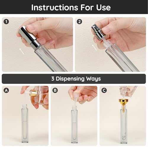 Segbeauty Glass Perfume Bottle Set, 5 Pack of 10ML Portable Perfume Travel Refillable, Empty Atomizer Sprayer for Perfume Cologne Dispenser, Travel Sample Bottles Perfume Making Kit with Refill Tool - color: Mixed, style: Mini Bottle Set