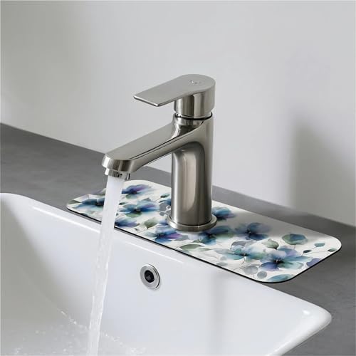 Faucet Fast Absorbent Pad - Blooming Blue Flower , Suitable For Kitchen, Bathroom, Island And Other Scenes - color: Blooming blue flower