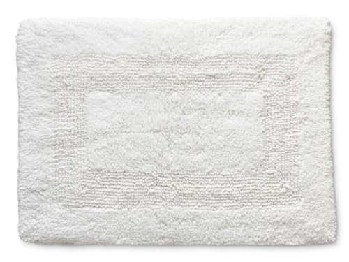 KEMA Bathroom Rugs 17"x24", Cotton Reversible Bath Mat for Bathroom Ultra Soft Plush Bath Rugs Water Absorbent Quick Dry Thick Floor Mats for Shower, Restroom, Bedroom, Kitchen (White) - color: White