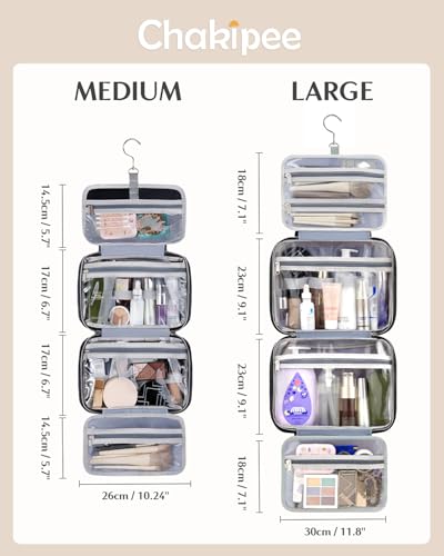 Travel Hanging Toiletry Bag for Women - Waterproof Cosmetic Organizer with Clear Window, Lightweight Bathroom Bags for Essentials, Makeup, Shampoo, Toiletries Black,Large - color: Black, size: L (11.8x9x4inch)
