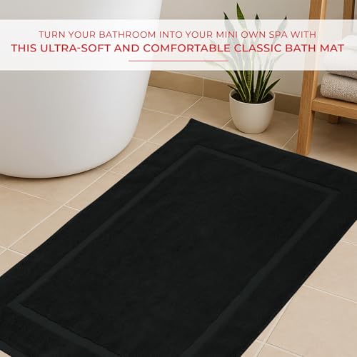 RIVERSIDE Bath Mat Set of 2 - Black Bath Mats 21x34 Inches, Not a Bathroom Rug, 100% Ring Spun Cotton, Super Soft & Highly Absorbent Bathroom Floor Mats - color: Black, size: Bath Mat (PK 2)