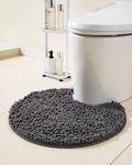 Soft Shaggy Round Toilet Rug U Shaped for Bathroom, Excellent Absorbent Contour Toilet Mat Machine Washable, Non-Slip Microfiber Chenille Bathroom Rugs 24" Dark Grey - color: Dark Grey