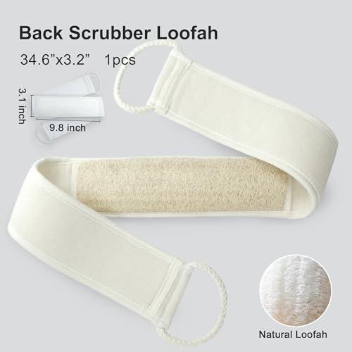 Premium Natural Loofah Exfoliating Scrubber Set - Back Scrubber, Body Pads & Facial Sponges | 8-Piece Bath & Shower Gift Set for Women (Luxury Gift Box)