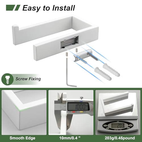 SAYAYO White Toilet Paper Holder Wall Mount, Toilet Tissue Holder for Bathroom, Modern Tp Holder Square, SUS304 Stainless Steel 6 Inch - color: White