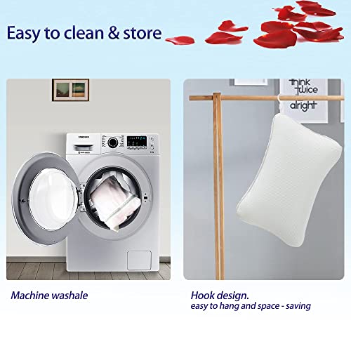 Bath Pillow for Tub, Non Slip, Breathable Soft, Comfortable Head Neck Support, Machine Washable, 2 Suction Cups(Off White) - color: Off -White