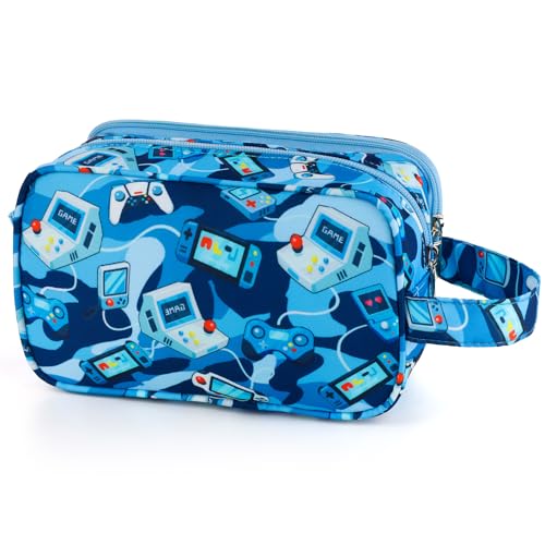 Kids Toiletry Bag for Boys, Travel Toiletry Bag for Little Young Boys Waterproof Hanging Wash Bag Toddler Traveling Toiletries, Games Camo Blue - color: Games Camo Blue