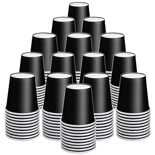 200 Count 3 oz Small Paper Cups, Black Disposable Mini Bathroom Cups, Disposable Mouthwash Cups, Small Paper Cup, Espresso Cup for Party Travel Picnic BBQ - color: Black, size: 200 Count