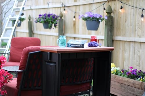 Single Bar Redwood Top & Black Base Ideal for Patio Hot Tub Area Backyard Durable WeatherResistant Design Easy Nohardware Assembly Proudly Made in USA - color: Black/Redwood, size: Single Bar without Barstools