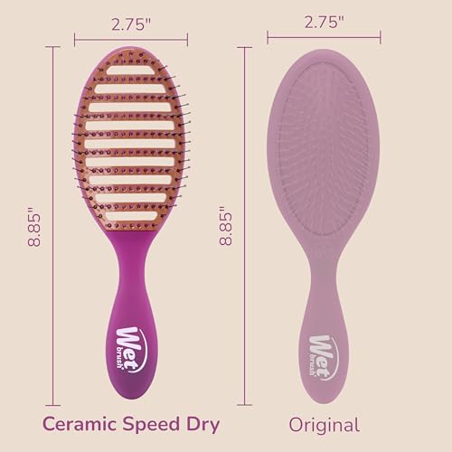 Wet Brush Ceramic Speed Dry Hair Brush, Purple - Vented Design & Soft HeatFlex Bristles for Blow-Dry Safe Styling - Ergonomic Handle for Pain-Free Detangling - Hair Accessories for All Hair Types - color: Purple