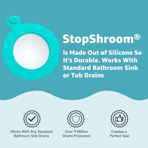 StopShroom STBLU232 Universal Stopper Plug Cover for Bathtub, Bathroom and Kitchen Drains, Aqua - color: Aqua