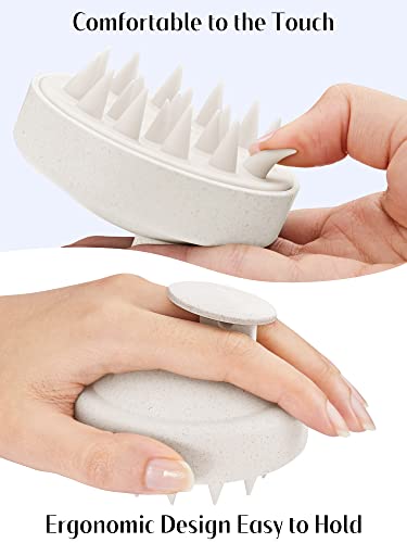 HEETA Scalp Massager Hair Growth, Soft Silicone Scalp Scrubber Shampoo Brush for Exfoliation, Dandruff Removal & Head Massage Stress Relax, Wet & Dry Use for Thick, Thin Hair Care, Wheat Straw Beige - color: New Beige