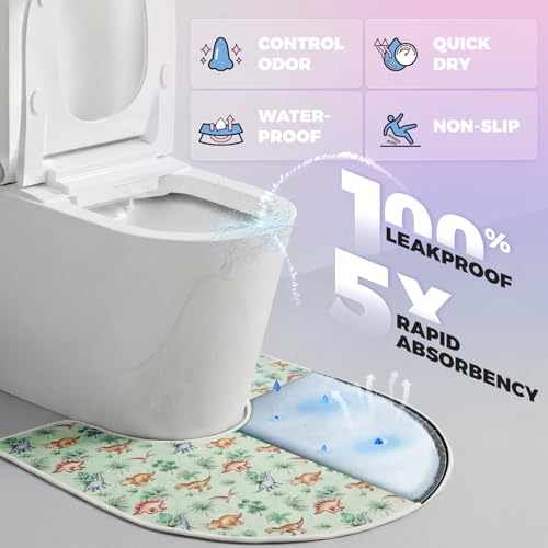 Washable Commode Potty Training Mats, Super Absorbent Reusable Toilet Training Rug for Kids, Leak-Proof & Non-Slip Adult Incontinence Toilet Mat, Bathroom Floor Protector Pads 4 Pack - color: Cartoon