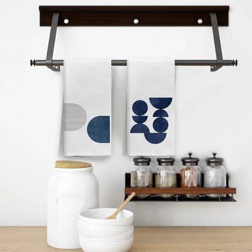 OHSUL Navy Blue Modern Abstract Minimalist Kitchen Towels Dish Towels Dishcloth, Mid Century Modern Decor Hand Tea Towel for Bathroom Kitchen Decor, 16x24 Inches Set of 2 - color: Color-05