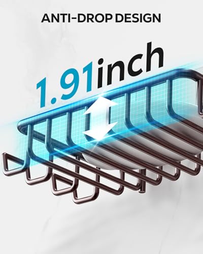 Nieifi Soap Dish Holder with 4 Hooks Stainless Steel Bronze Adhesive for Shower, Bathroom - color: Brown, size: 1 Pack