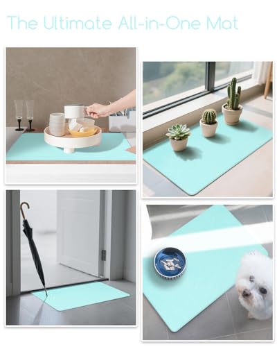 Stone Bath Mat 24"x16" - Diatomaceous Earth Shower Mat, Quick Dry, Anti-Slip, Modern Design with Bonus Non-Slip Pad - Perfect for Home Safety and Style, (Green) - color: Green