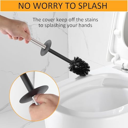 BGL Toilet Brush and Holder Set Brushed Nickel Aluminium Freestanding Toilet Bowl Cleaner Brush and Holder for Bathroom Storage and Organization, Square Design Sturdy and Space Saving - color: Brushed Nickel