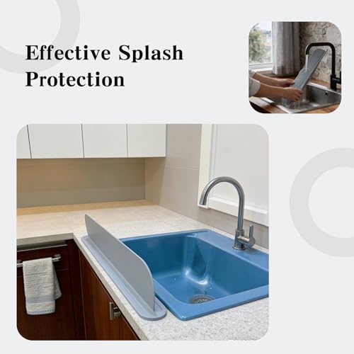 Sink Splash Guard, Sink Guard,Reusable Gray Countertop Spatter Protector,Say Goodbye to Wet Sleeves & Aprons.(19.29×3.35×1.97 Inches)