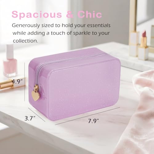 PVC Jelly Travel Makeup Bag,Waterproof Cosmetic Bag/Case with Zipper, Toiletry SPF Bag for Sunscreen, Skincare, and Daily Essentials (07Small Ballet Pink) - color: 07Small Ballet Pink