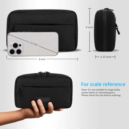 GOX Cable Organizer Travel Bag, Water Resistant Electronic Accessories Case, All-in-One Tech Storage Pouch for Chargers, Cords, Batteries,Phone, Hard Drive & Power Bank, Black - color: Black