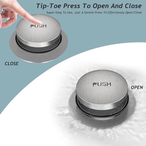 Tip-Toe Bathtub Drain Kit with Two-Hole Overflow Plate, Premium Quality Bath Tub Drain Replacement fits for All Bathtub, Universal Fine/Coarse Thread Bathtub Stopper (Brushed Nickel) - color: Brushed Nickel