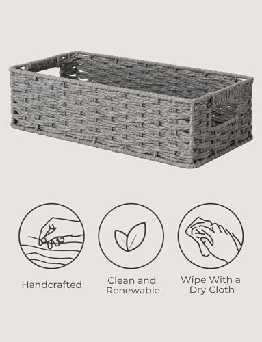 StorageWorks Toilet Tank Basket for Bathroom, Round Paper Rope Wicker Storage Basket Back of Toilet Tank Top, 14 ¼"L x 6 ¾"W x 3 ¾"H, 1 Pack - color: Grey, size: 14¼" L x 6¾" W x 3¾" H