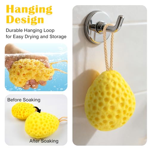 2-Pack Deep Cleansing Bath Sponges – Soft PU Foam Loofah for Shower, Rich Lather & Gentle Exfoliation, Durable Yellow Color Design