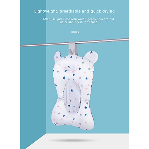 Baby Bath Cushion Pad Newborn Bathtub Mat Infant Bath Supporter Net Baby Bathtub Pillow Non-Slip Floating Bathing Tub Seat (White Star, 28cm*43cm*26cm) - color: White Star