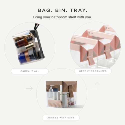 Cadence Parcel - Clear Travel Kit with Zipperless Magnetic Closure - Rose, Large - Durable, Leak-Resistant and TSA Approved Toiletry Bag - Modular Organization - Recycled TPU (2 Qt) - color: Rose, size: Large