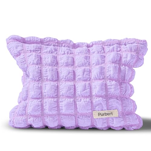 Bubble Cloud Makeup Bag - Large Capacity Travel Cosmetic Organizer | Puffy quilted design, smooth zipper, cute aesthetic makeup pouch, ideal for daily storage, travel, for women, girls - color: Purple