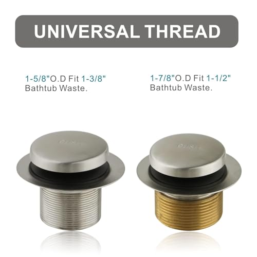 Brushed Nickel Bathtub Drain Tip-Toe Single Hole,Welsan Tub Drain Trim Set Conversion Kit Assembly, Coarse Thread Replacement Trim Kit with 1-Hole Overflow Faceplate Includes an Adapter - color: Brushed, style: 1 Hole