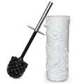 White Floral Branches Design Resin Toilet Bowl Brush and Holder Set, Elegant Bathroom Cleaning Tool with Durable Bristles, Compact and Functional - style: White Branches