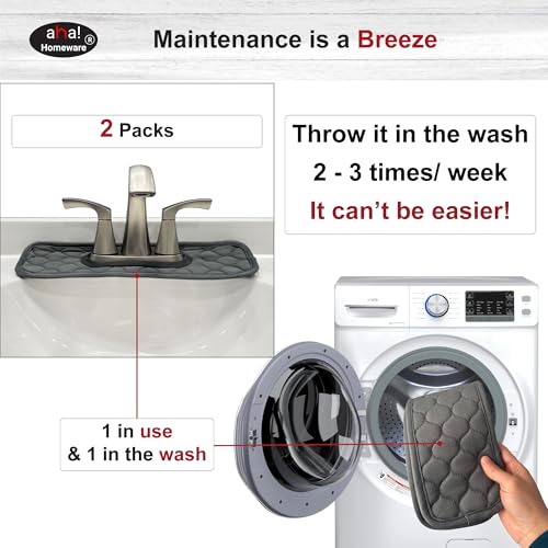 Bathroom Sink Splash Guard Oval-Hole Rectangle-Hole: AHA HOMEWARE, Faucet Mat for Bathroom Sink Oval Base, Bathroom Sink Water Splash Guard Centerset Rectangle Base (Gray & Gray) - color: Gray & Gray
