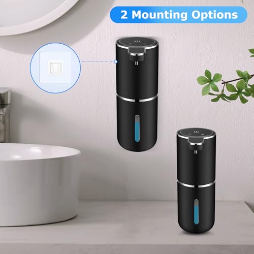 VZZNN 2 Pack Automatic Soap Dispensers,12.8oz/380ml USB Touchless Automatic Foaming Soap Dispenser,Rechargeabled Wall Mounted Smart Soap Dispenser for Bathroom Kitchen Dish Soap(Black) - color: Black, size: Foam x2