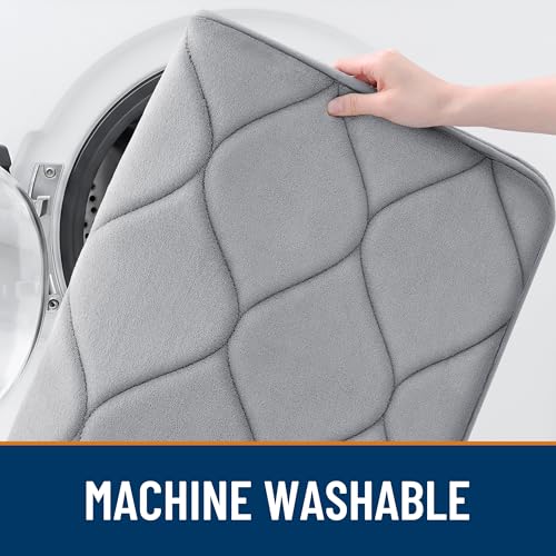 Smiry Memory Foam Bath Mat 24"x16", Ultra Soft Non-Slip Bathroom Rug, Plush Water Absorbent Quick Dry and Machine Washable Floor Mat for Shower, Tub & Home Decor, Grey - color: Grey, size: 24"x16"