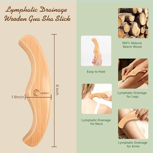 Dry Body Brush Set for Lymphatic Drainage, Round Boar Bristle Dry Brushing Body Brush with Strap, Wood Therapy Kit with Wooden Acupressure Massage Tools for Face Body Gua Sha Sculpting