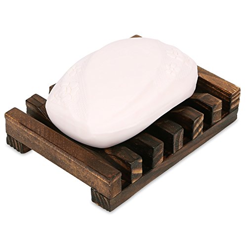 Anwenk Soap Dish Wooden Soap Saver Holder Soap Tray for Bathroom Shower Rectangular Sink Drainer Hand Craft for Soap,Sponges and More (2 Pack) - color: 2pack-bronze