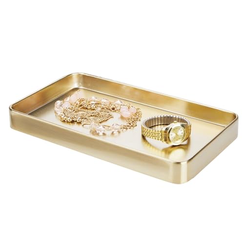 iDesign Steel Vanity Tray for Bathroom Organization and Storage - Soft Brass - color: Soft Brass, style: Pack of 1
