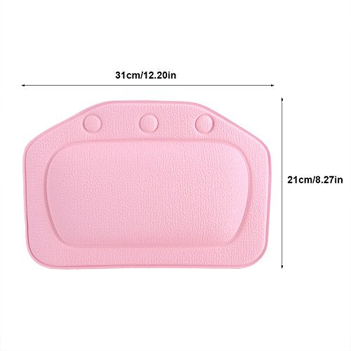Bath Pillow, Bathtub Head Neck Support, Soft Foam Padded Spa Tub Headrest Back Shoulders Support Cushion Bathroom (Pink) - color: Pink
