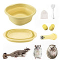 5 Pcs Hedgehog Supplies Hedgehog Bath Kit Include Foldable Bathtub 1 Cleaning Brush 1 Bath Foaming Net 1 Nail Clipper Trimmer A Pair of Slippers Guinea Pig Bathtub Yellow