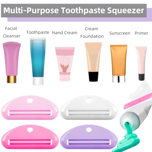 4 Pcs Toothpaste Squeezer,Plastic Toothpaste Tube Squeezer Toothpaste Dispenser Hanging Toothpaste Clip Toothpaste Holder for Bathroom,Suitable for Toothpaste Cream Cosmetics and Paint(Colorful)