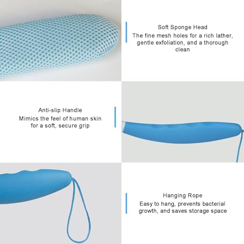 Long Handle Bath Brush, Anti-Slip Curve Handled Bath Body Brush, Back Scrubber for Shower, Easy Reach for Seniors, Suitable for Elderly/Pregnant Aid Bathing & Shower(Not Include Brush Handle) - size: White-h
