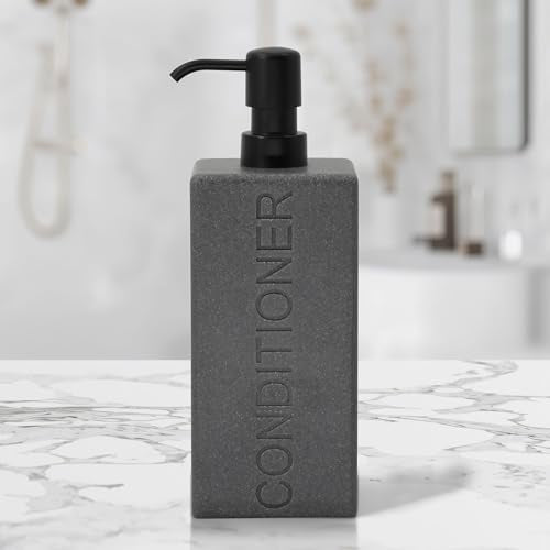 Rectangular Resin Dispenser Premium Bathroom Shampoo Conditioner Body Wash Bottle Modern Refillable Pump Design - color: Gray