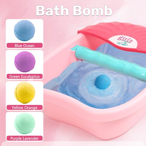 Kids Foot Spa Kit with Pedicure Set for Girls 3-8, All-in-1 Kids Spa Day Kit with Bubble Soak & Massage, Sleepover Party Birthday Gifts - color: Pink