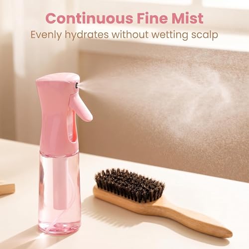 Slick Back Hair Brush,Natural Soft Boar Bristle Hair Brush and Spray Bottles,Made of Soft And Smooth Boar Bristles - Wide Teeth Shape And Define Curls - Styles Women Curly Hair (PINK)