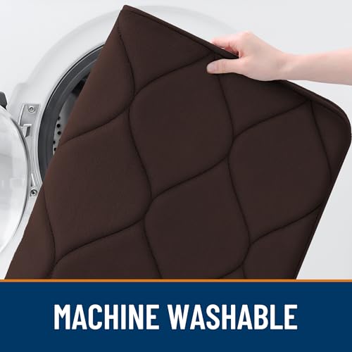 Smiry Memory Foam Bath Mat 24"x16", Ultra Soft Non-Slip Bathroom Rug, Plush Water Absorbent Quick Dry and Machine Washable Floor Mat for Shower, Tub & Home Decor, Brown - color: Brown, size: 24"x16"